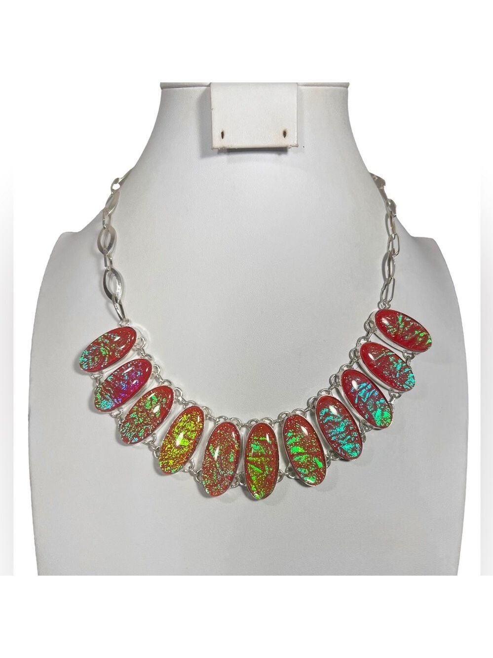 Pink Triplet Opal 925 Large Necklace